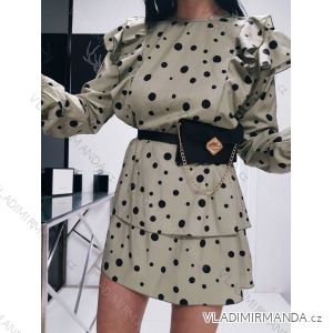 Summer dress long sleeve polka dot with ruffles women (UNI S / L) ITALIAN FASHION IMK20155