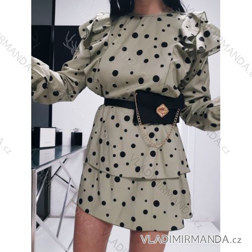 Summer dress long sleeve polka dot with ruffles women (UNI S / L) ITALIAN FASHION IMK20155