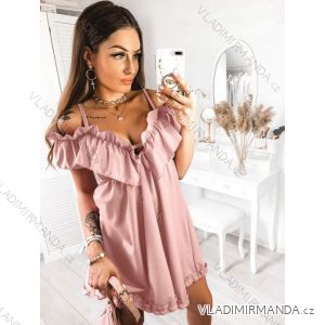 Summer short dress with hangers with ruffles women (UNI S / L) ITALIAN FASHION IMK20162