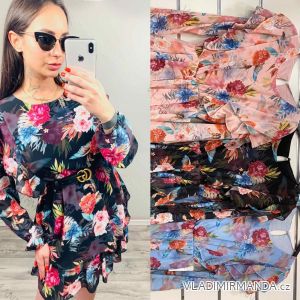 Summer long sleeve floral dress with ruffles women (UNI S / L) ITALIAN FASHION IMK20154