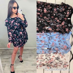 Summer long sleeve floral dress with ruffles women (UNI S / L) ITALIAN FASHION IMK20154