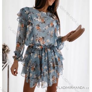 Summer long sleeve floral dress with ruffles women (UNI S / L) ITALIAN FASHION IMK20154