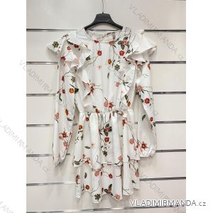 Summer long sleeve floral dress with ruffles women (UNI S / L) ITALIAN FASHION IMK20154