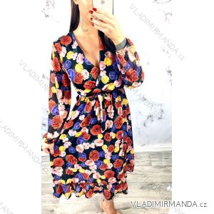 Summer long sleeve floral dress with ruffles women (UNI S / L) ITALIAN FASHION IMK20154