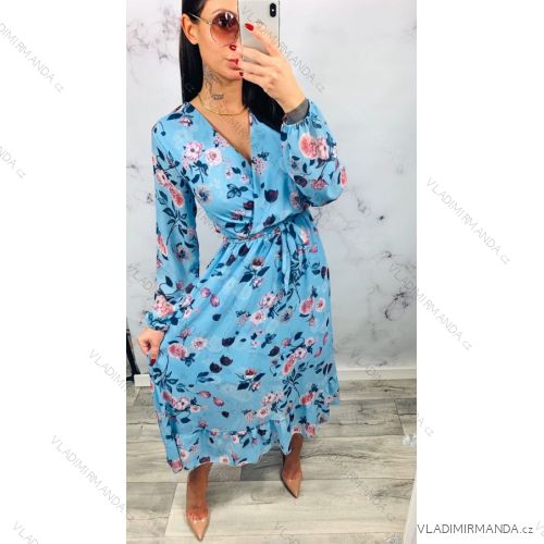 Summer long sleeve floral dress with ruffles women (UNI S / L) ITALIAN FASHION IMK20154