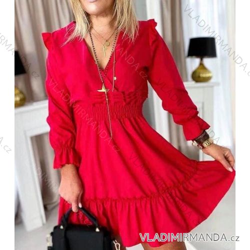 Summer long sleeve floral dress with ruffles women (UNI S / L) ITALIAN FASHION IMK20154