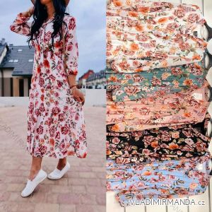 Summer long sleeve floral dress with ruffles women (UNI S / L) ITALIAN FASHION IMK20154