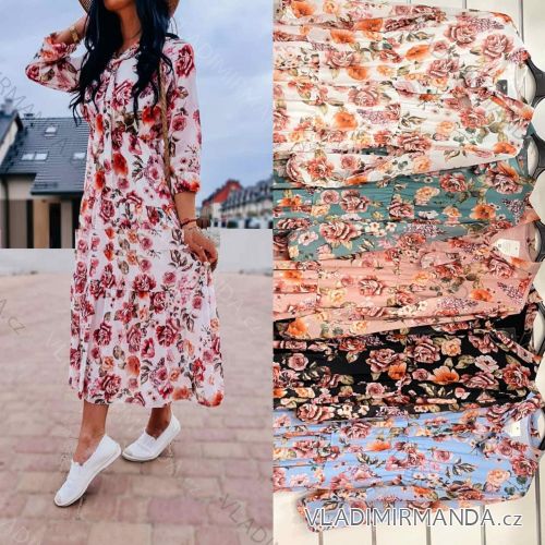 Summer long sleeve floral dress with ruffles women (UNI S / L) ITALIAN FASHION IMK20154