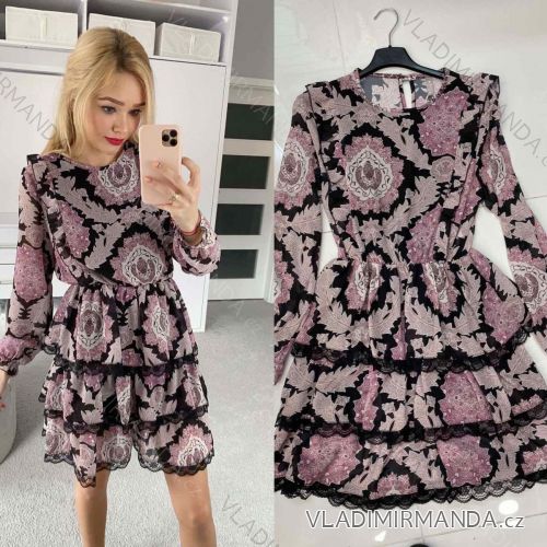 Summer long sleeve flowered women's dress (UNI S / L) ITALIAN FASHION IMK20150