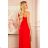 317-1 One shoulder long dress - red