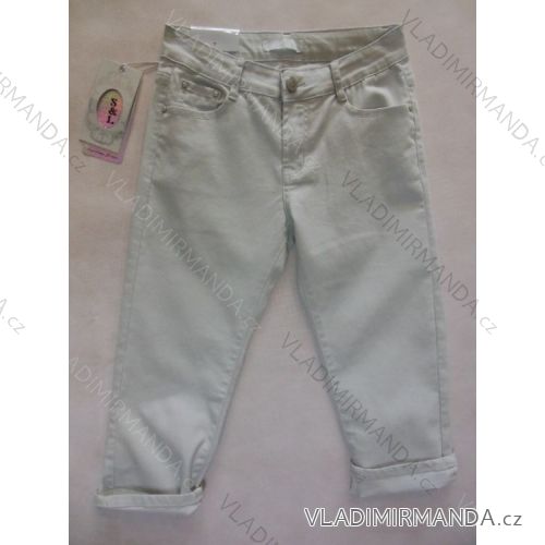 Trousers thin summer 3/4 short women (38-48 / gray) SMILING JEANS N346
