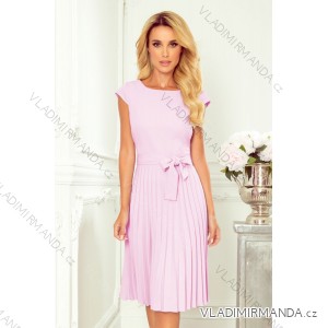 311-6 LILA Pleated dress with short sleeves - bright heather