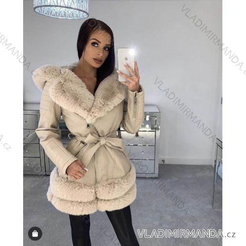 Jacket winter jacket with hood and fur women oversized (46-54) POLISH FASHION BLI19YP-18057-12