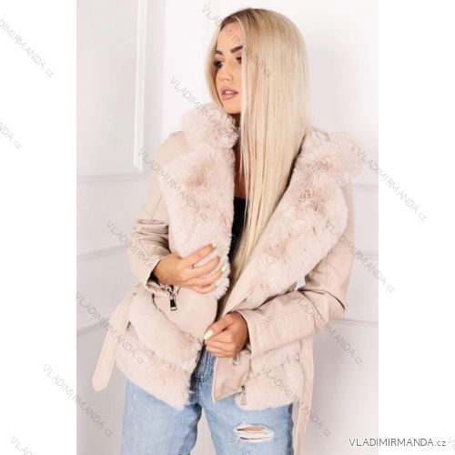 Jacket winter jacket with hood and fur women oversized (46-54) POLISH FASHION BLI19YP-18057-12