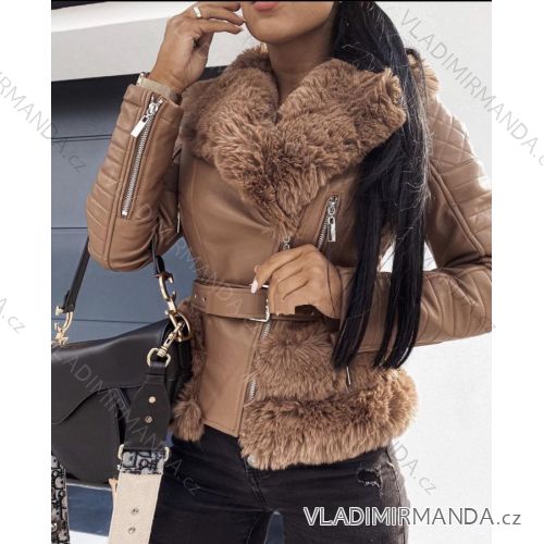 Jacket winter jacket with hood and fur women oversized (46-54) POLISH FASHION BLI19YP-18057-12