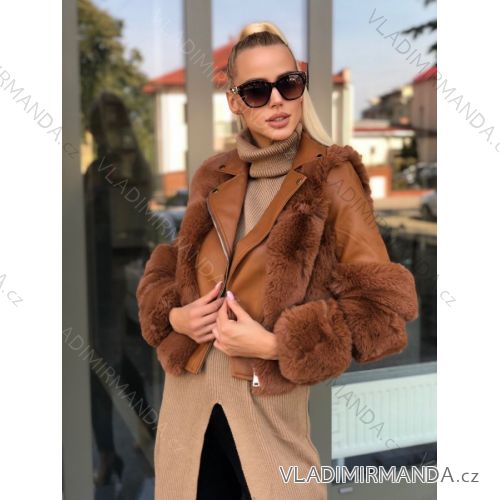 Jacket winter jacket with hood and fur women oversized (46-54) POLISH FASHION BLI19YP-18057-12