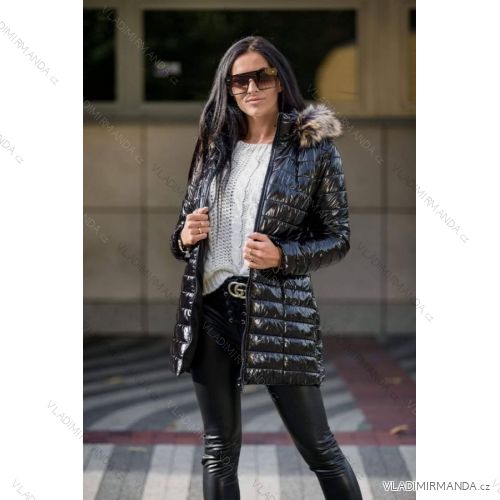 Jacket winter jacket with hood and fur women oversized (46-54) POLISH FASHION BLI19YP-18057-12