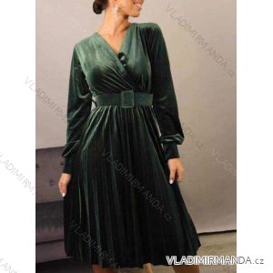 Šaty elegantní semišové dlouhý rukáv dámské (UNI S/L) ITALSKÁ MÓDA IMWA20873