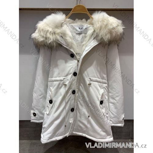 Coat winter park with fur women's shiny K-ZELL FASHION KZE198103SILVER