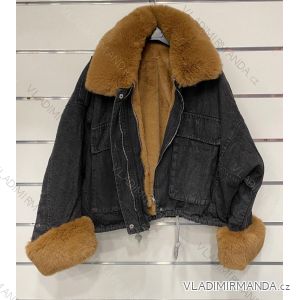 Jacket winter jacket with hood and fur women oversized (46-54) POLISH FASHION BLI19YP-18057-12