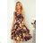 114-13 Flared dress - heart-shaped neckline - Golden leaves