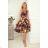 114-13 Flared dress - heart-shaped neckline - Golden leaves