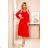 304-3 Chiffon midi dress with a neckline and frill - Red