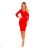 327-2 Elegant dress with a frill and neckline - red