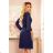 313-6 ISABELLE Pleated dress with neckline and long sleeve - dark blue