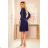 313-6 ISABELLE Pleated dress with neckline and long sleeve - dark blue
