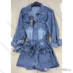 Denim short sleeve dress women (UNI S / M) ITALIAN FASHION IM920010