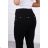 Cotton trousers with piping on pockets, black