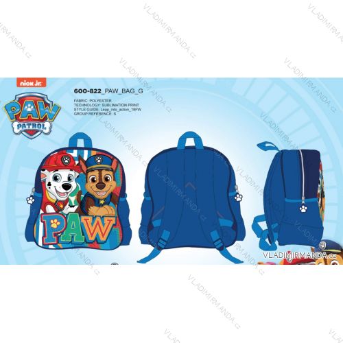 Backpack paw patrol dog patrol kids boys SETINO 600-773