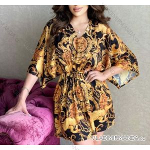 Summer long sleeve floral dress with ruffles women (UNI S / L) ITALIAN FASHION IMK20154