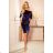 13-130 Sports dress with binding and pockets - velor - dark blue
