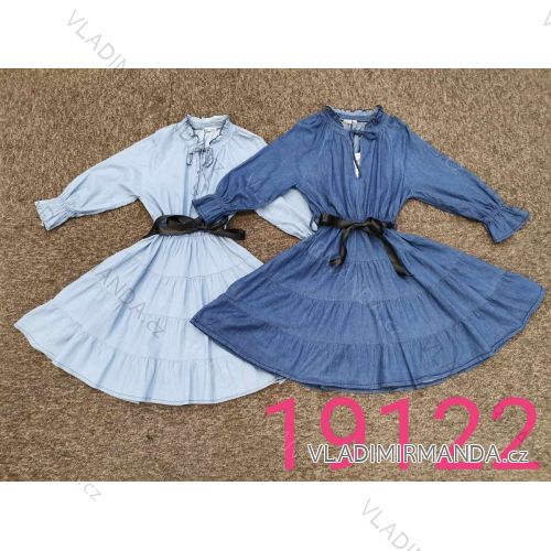 Denim short sleeve dress women (UNI S / M) ITALIAN FASHION IM920010