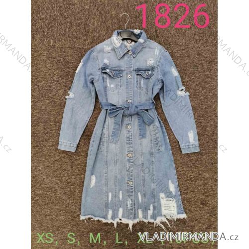 Denim short sleeve dress women (UNI S / M) ITALIAN FASHION IM920010