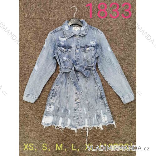 Denim short sleeve dress women (UNI S / M) ITALIAN FASHION IM920010