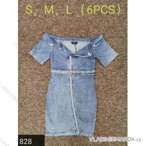 Denim short sleeve dress women (UNI S / M) ITALIAN FASHION IM920010