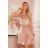 296-7 VICTORIA Trapezoidal dress - velor - dirty pink