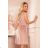 296-7 VICTORIA Trapezoidal dress - velor - dirty pink