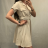 Elegant short-sleeved women's dress (uni s-m) ITALIAN FASHION IM920148 S / M one size béžová