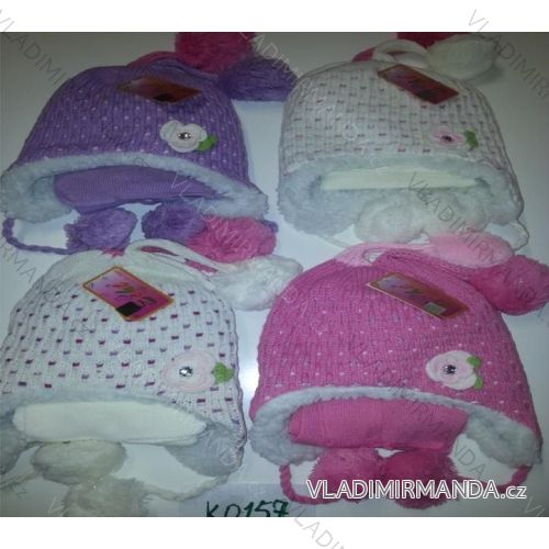 Set of scarf and baby girl caps (3-6 years) ECHT K0157
