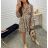 Elegant Leopard Long Sleeve Women's Dress (SM one size) ITALIAN FASHION IMWA214402