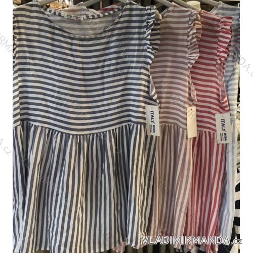 Tunic extended short sleeve stripe women (UNI SL) ITALIAN FASHION IM420263 SL White-light blue strips