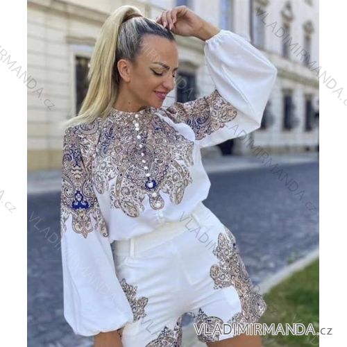 Women's summer tunic set long sleeve and shorts (S / M ONE SIZE) ITALIAN FASHION IMM211280