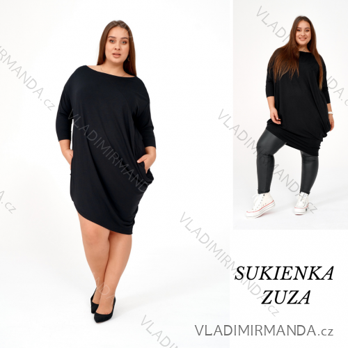 Šaty dlouhý rukáv dámské nadrozměr (3XL/4XL) POSLKÁ MÓDA PMLE21023