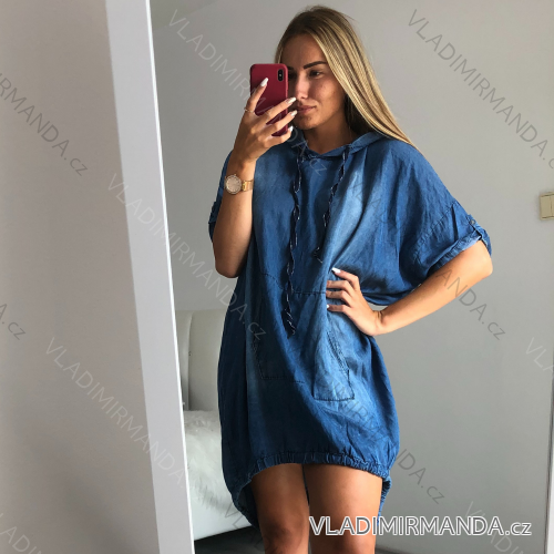 Summer dress 3/4 long sleeve women with hood (uni 3xl / 4xl) ITALIAN FASHION IM821017