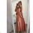 Long summer satin dress with straps women with belt (UNI S / M) ITALIAN FASHION IMM22INFINITE