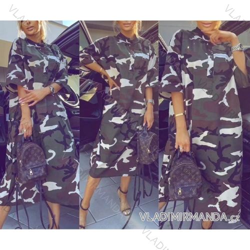 Women's Shirt Dress Short Sleeve Camouflage (S / M ONE SIZE) ITALIAN FASHION IMWA216045